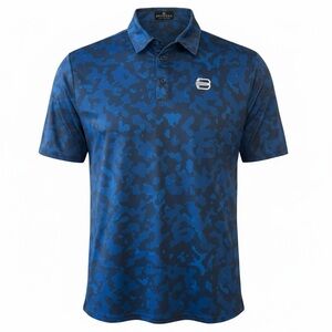 Brexrae Blue Camo Power Collection Soft/Stretchy Polo Shirt Size L